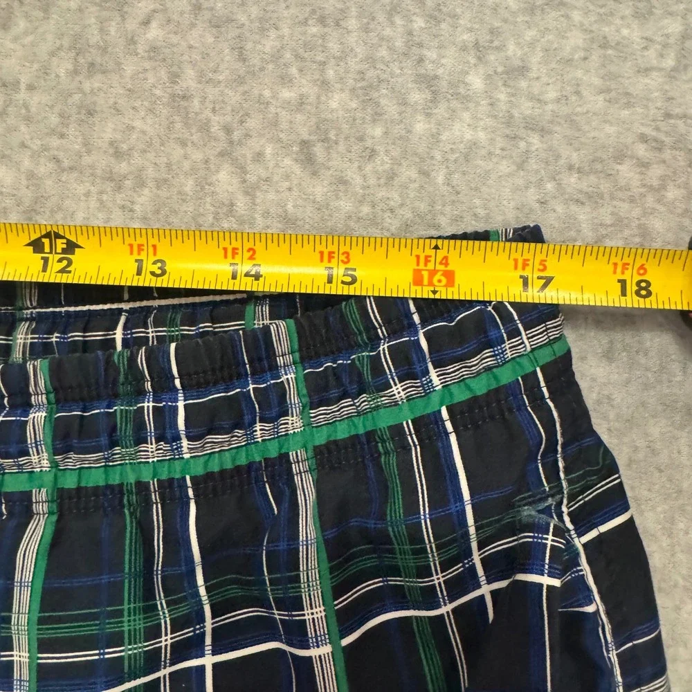Nike Mens Plaid Swim Trunks Navy Blue Green‎ White Large Beach Summer